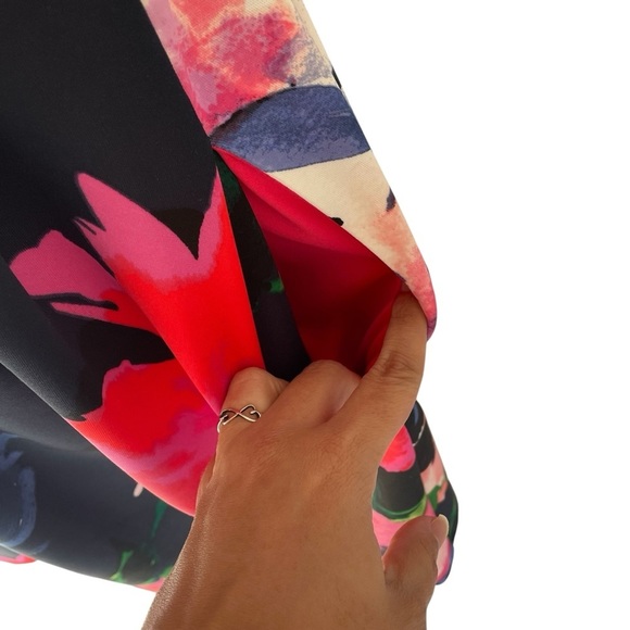 Vince Camuto Floral Flutter Pleated Fit & Flare Navy Pink Dress Women Size 14 - Picture 5 of 8